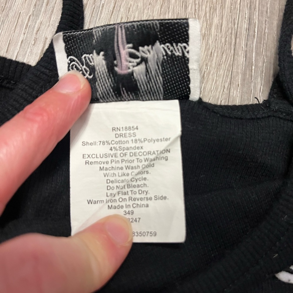 Girl's Rare Editions Black‎ Spaghetti Strap Patch Detailed Dress- Size 6- Used - Picture 3 of 4